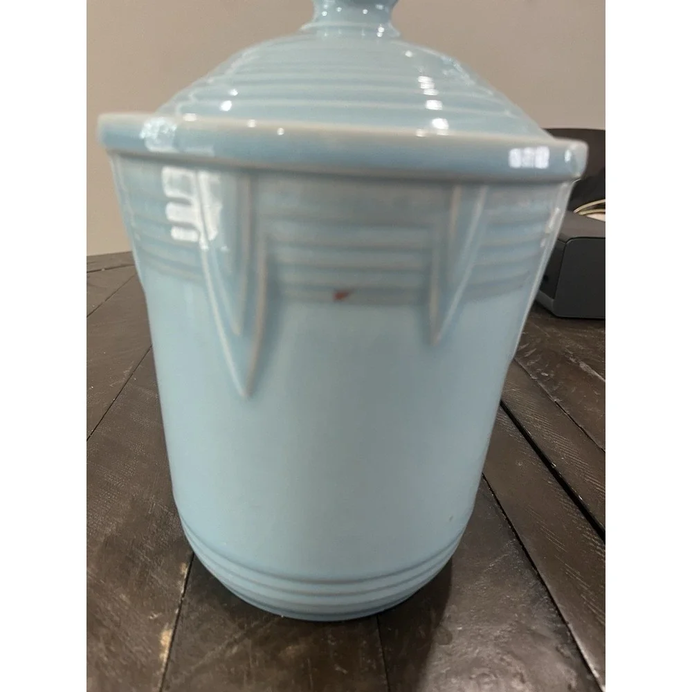 Fiestaware NEW Medium Sky Blue chevron 2 quart Canister‎ w/ lid Fiesta